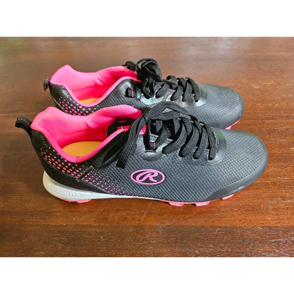 Rawlings Softball Cleats Women 5.5 Black Pink Coolflo 169988 TuffTex Athletic